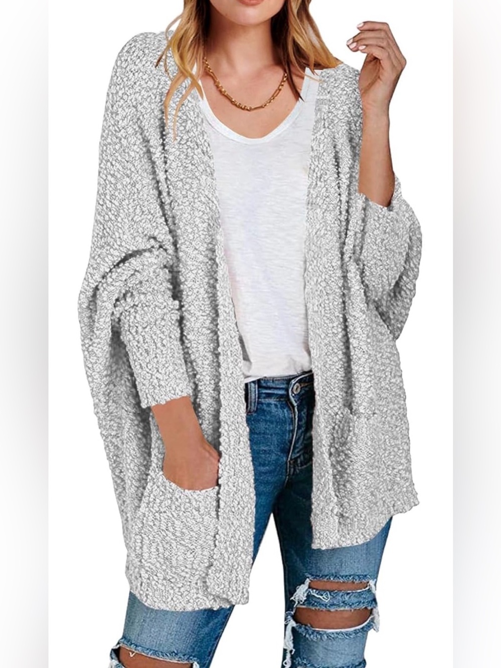Chunky grey oversized cardigan